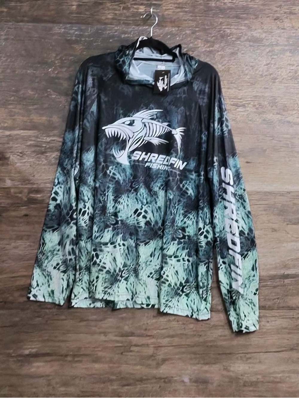 Shredding Men’s Black & Teal Gradient Fishing Hoodie